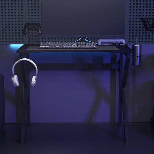 Gaming-Schreibtisch mit K-Gestell Schwarz 90x60x75 cm