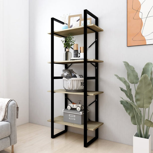 Bibliothèque 4 compartiments en chêne Sonoma 60x30x140 cm matériau bois