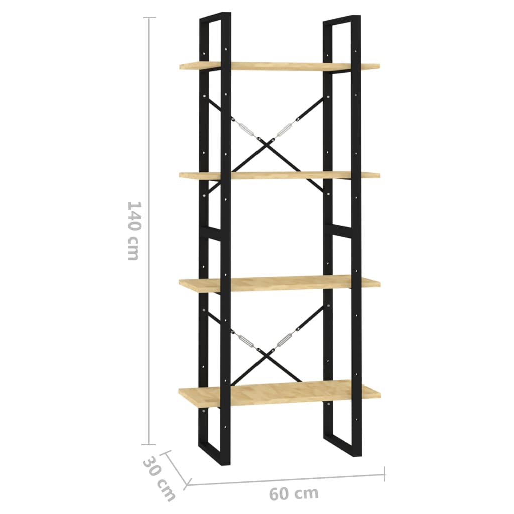 Bibliothèque 4 étagères 60x30x140 cm bois de pin massif