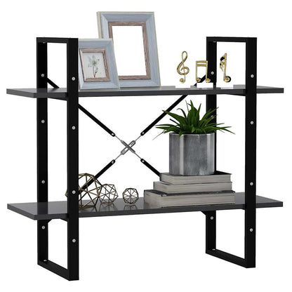 Bücherregal 2 Fächer Grau 80x30x70 cm Holzwerkstoff
