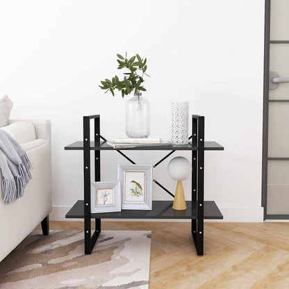 Bücherregal 2 Fächer Grau 80x30x70 cm Holzwerkstoff