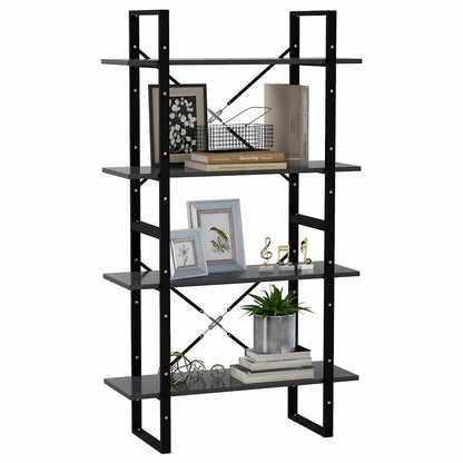 Bücherregal 4 Fächer Grau 80x30x140 cm Holzwerkstoff