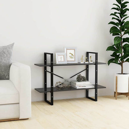 Bücherregal 2 Fächer Grau 100x30x70 cm Holzwerkstoff