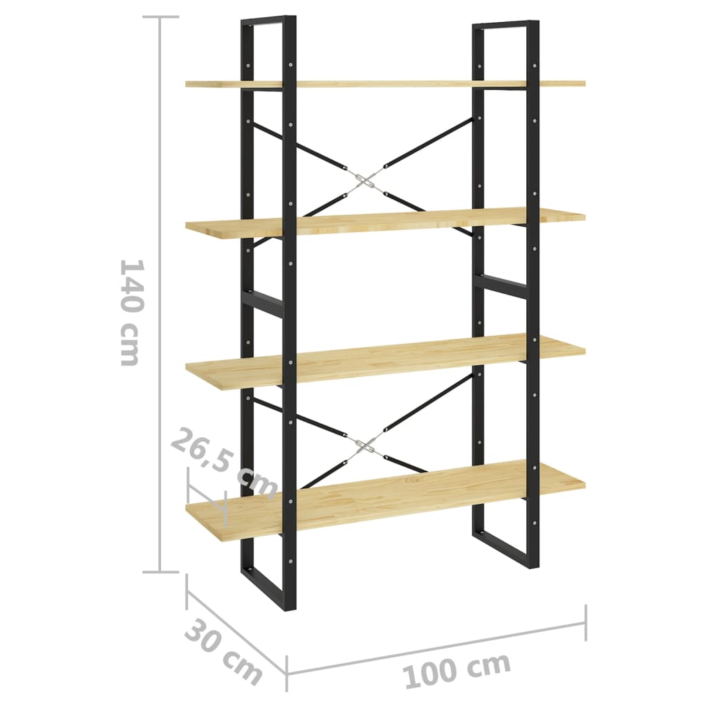 Bibliothèque 4 compartiments 100x30x140 cm bois de pin massif