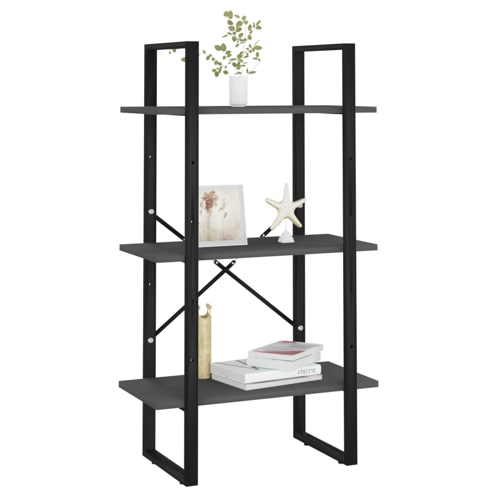 Étagère de rangement grise 60x30x105 cm en bois