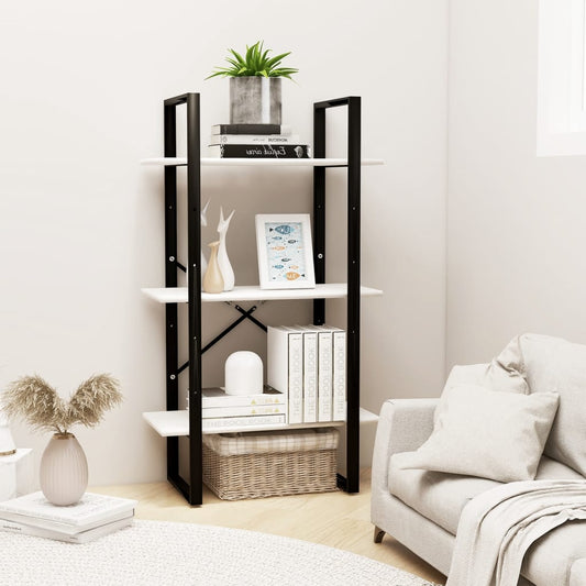 Etagère sur pied blanche 60x30x105 cm en bois de pin massif