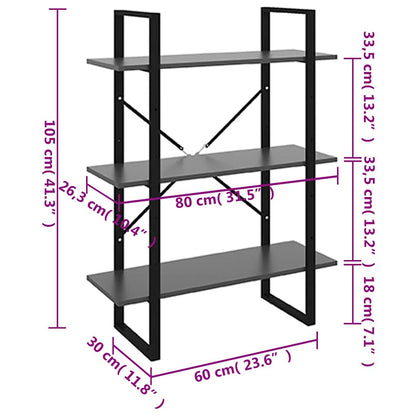 Bücherregal Grau 80x30x105 cm Holzwerkstoff