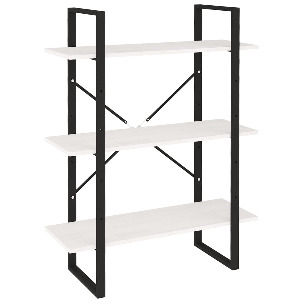 Bibliothèque 3 étagères blanc 80x30x105 cm bois de pin massif
