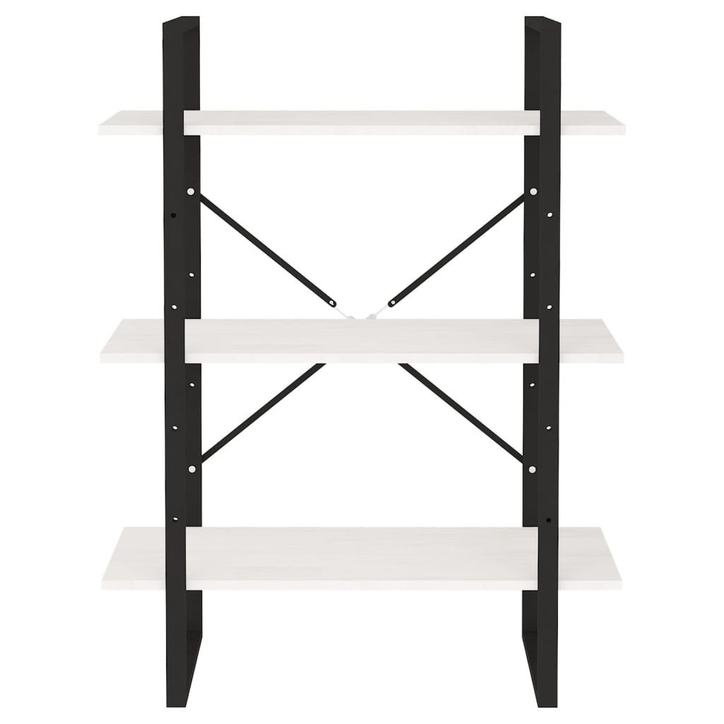 Bibliothèque 3 étagères blanc 80x30x105 cm bois de pin massif