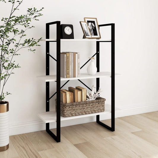Bibliothèque 3 étagères blanc 80x30x105 cm bois de pin massif