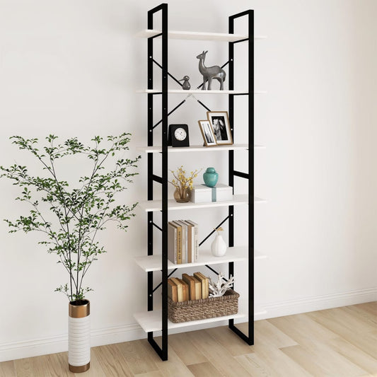 Etagère sur pied haute blanc 80x30x210 cm bois de pin massif