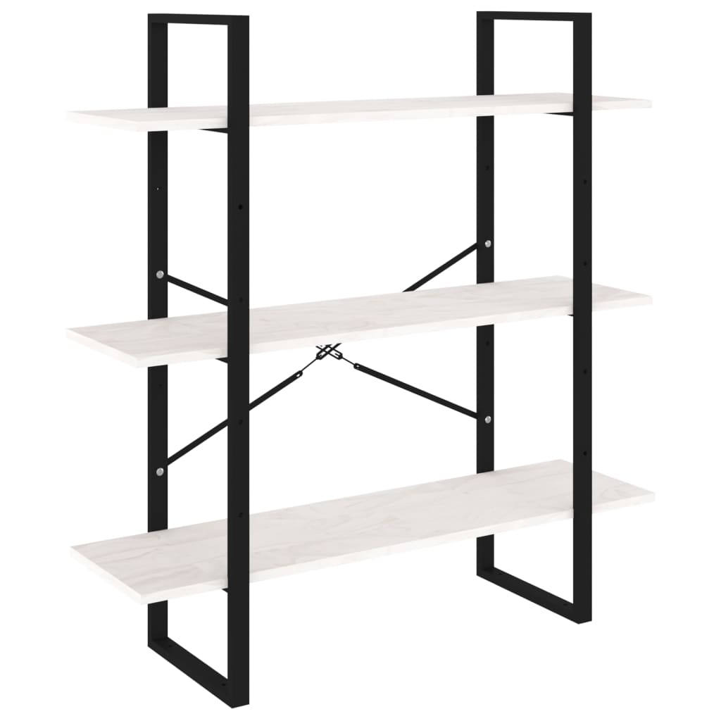 Bibliothèque 3 étagères blanc 100x30x105 cm bois de pin massif
