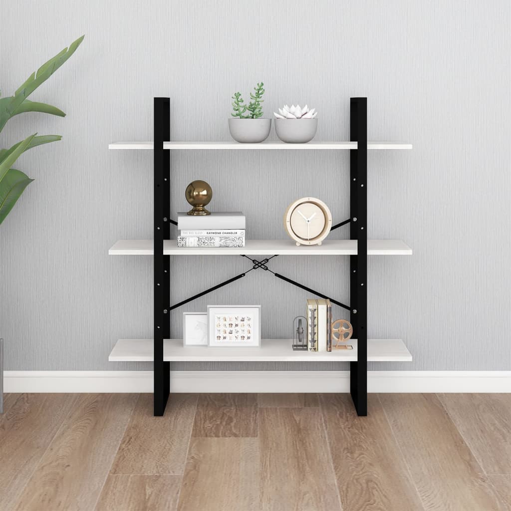 Bibliothèque 3 étagères blanc 100x30x105 cm bois de pin massif