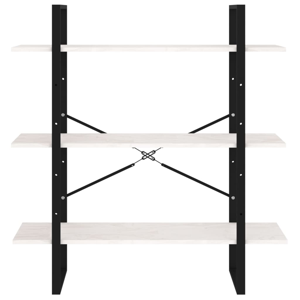 Bibliothèque 3 étagères blanc 100x30x105 cm bois de pin massif