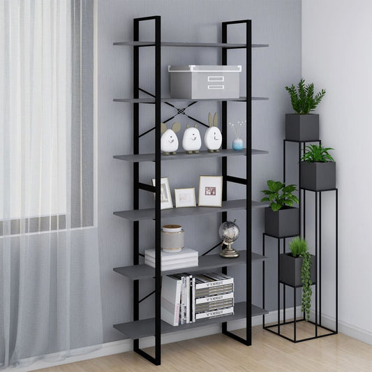 Etagère sur pied haute gris 100x30x210 cm bois de pin massif