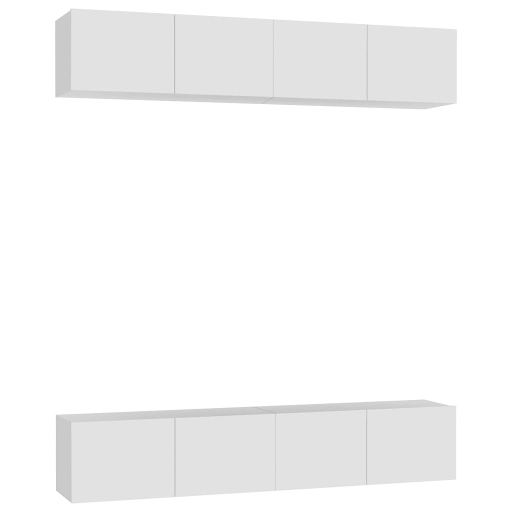 Meubles TV 4 pièces, blanc, 80 x 30 x 30 cm, matériau à base de bois