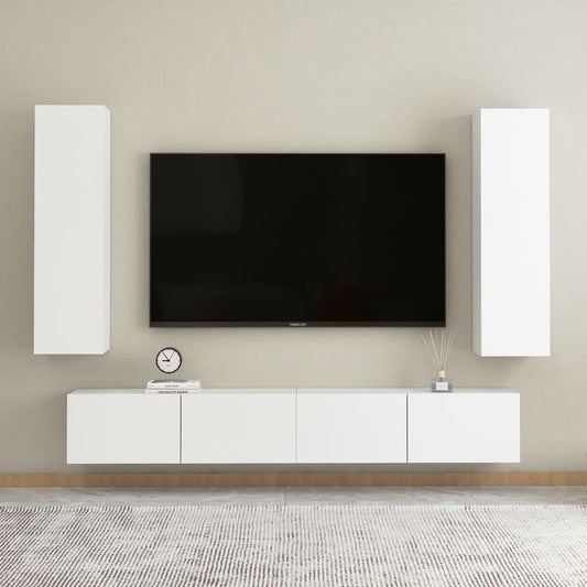 Ensemble de meubles TV 4 pièces en bois blanc