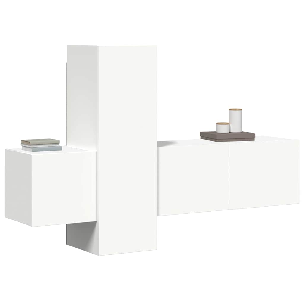 3-tlg. TV-Schrank-Set Weiß Holzwerkstoff