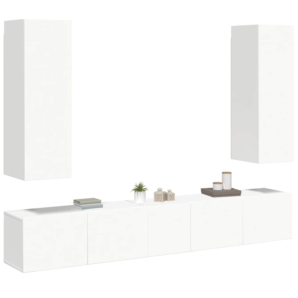 5-tlg. TV-Schrank-Set Weiß Holzwerkstoff