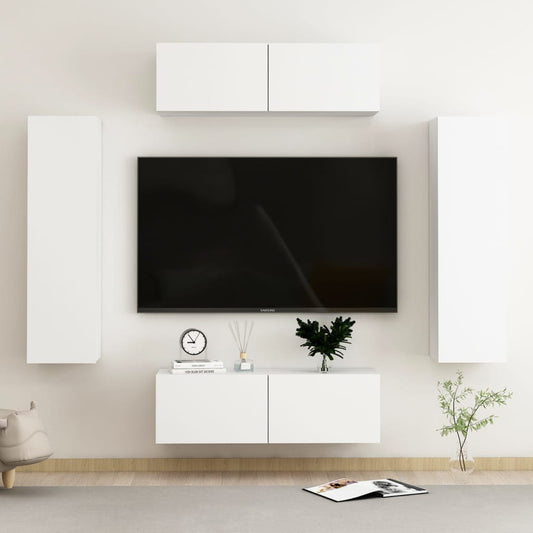 Ensemble de meubles TV 4 pièces en bois blanc