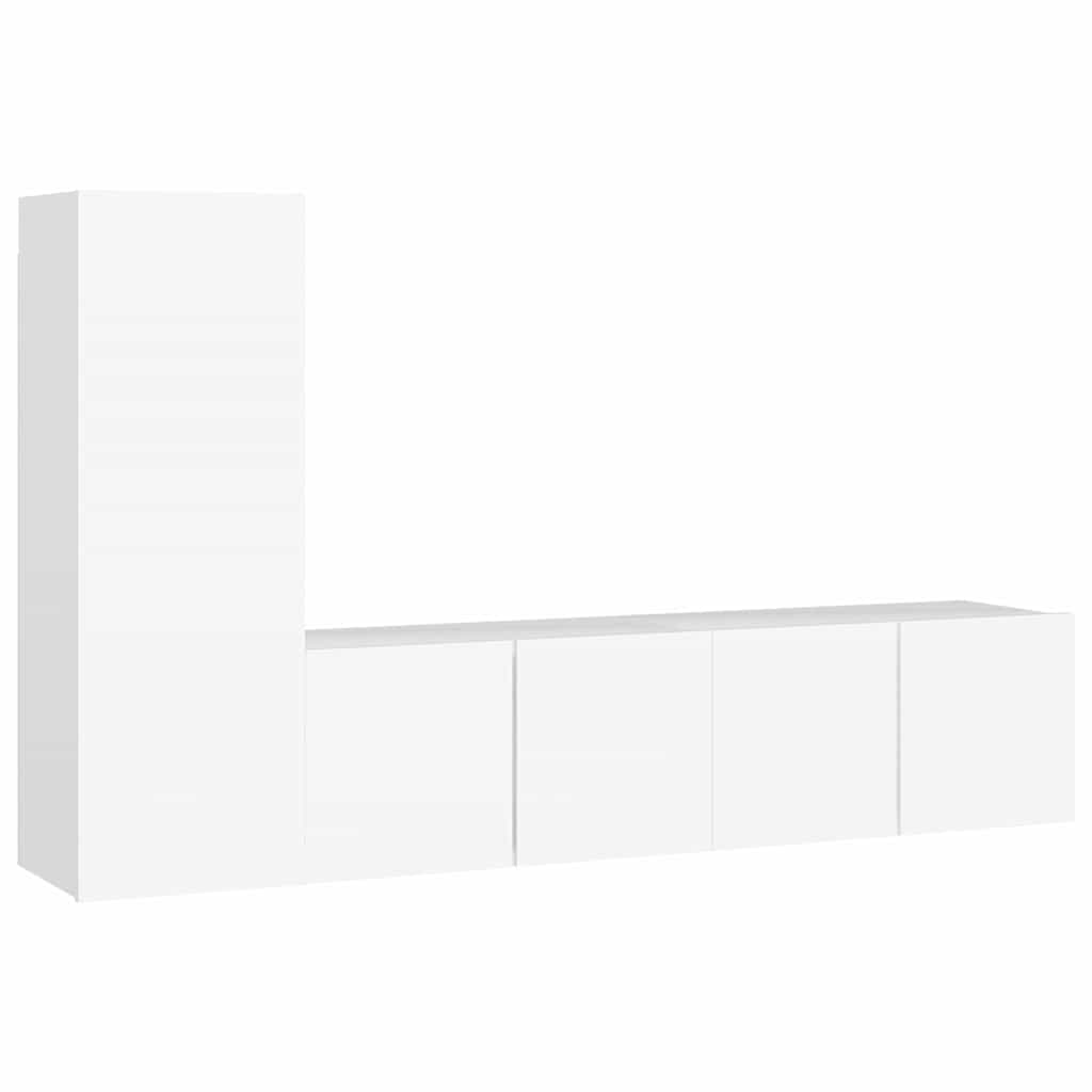 3-tlg. TV-Schrank-Set Weiß Holzwerkstoff