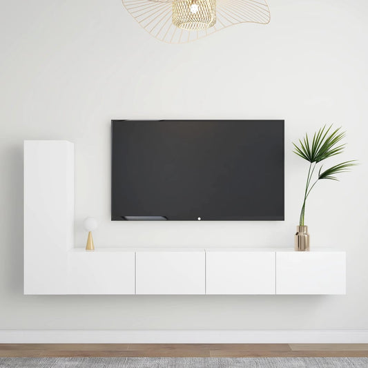 Ensemble de meubles TV 3 pièces en bois blanc