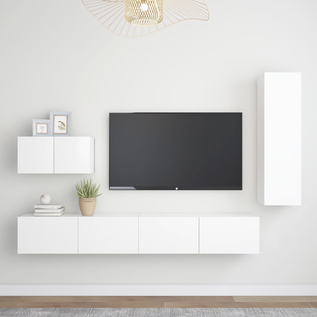 Ensemble de meubles TV 4 pièces en bois blanc