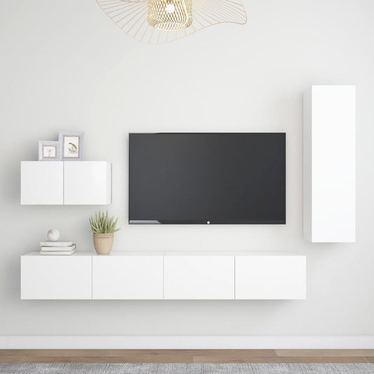 Ensemble de meubles TV 4 pièces en bois blanc