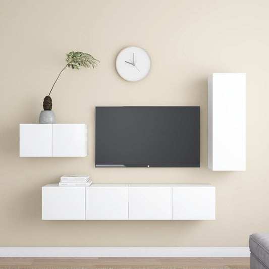 Ensemble de meubles TV 4 pièces en bois blanc