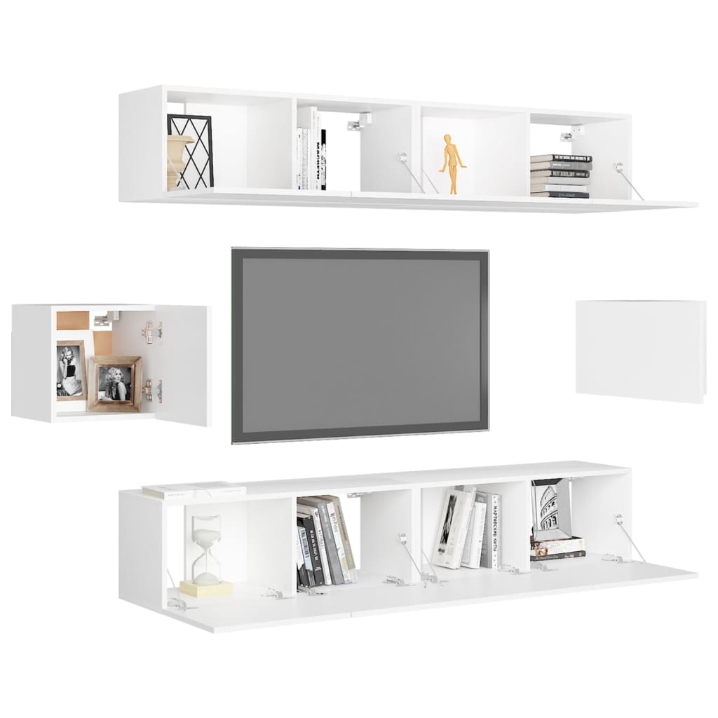 Ensemble de meubles TV 6 pièces en bois blanc