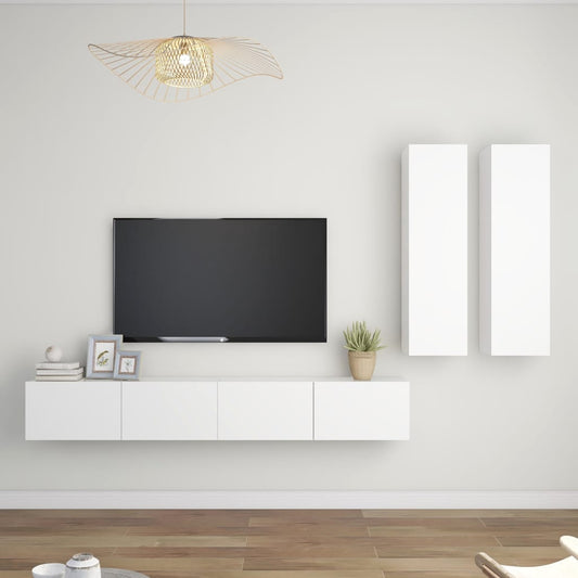 Ensemble de meubles TV 4 pièces en bois blanc