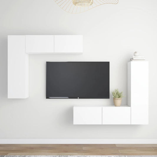 Ensemble de meubles TV 4 pièces en bois blanc