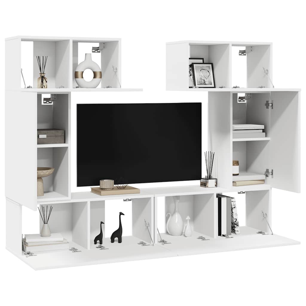 6-tlg. TV-Schrank-Set Weiß Holzwerkstoff