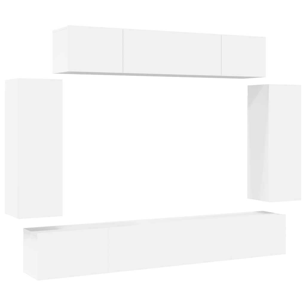 6-tlg. TV-Schrank-Set Weiß Holzwerkstoff