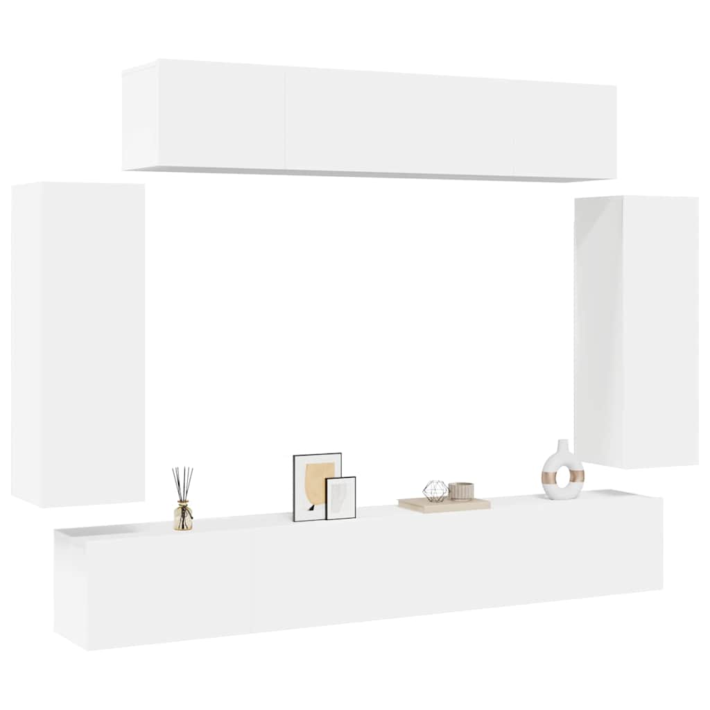 6-tlg. TV-Schrank-Set Weiß Holzwerkstoff