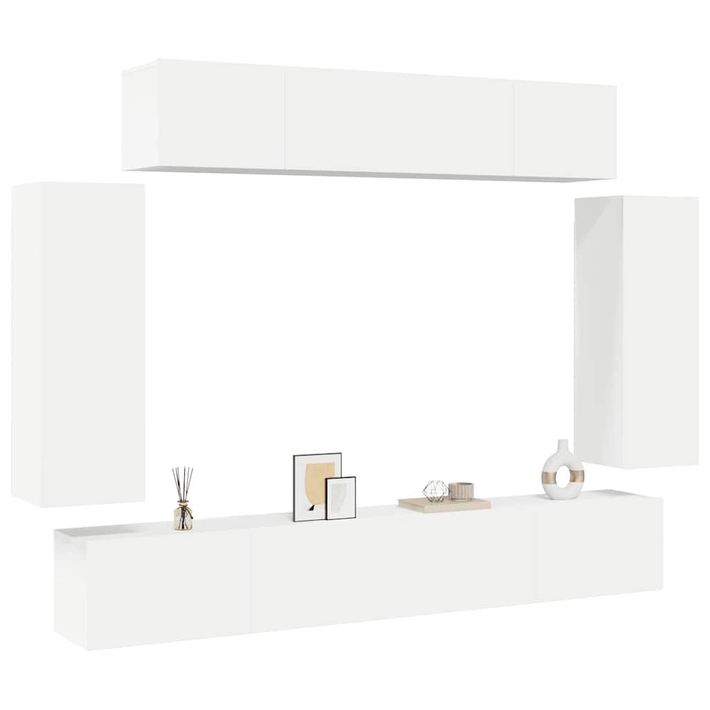 6-tlg. TV-Schrank-Set Weiß Holzwerkstoff