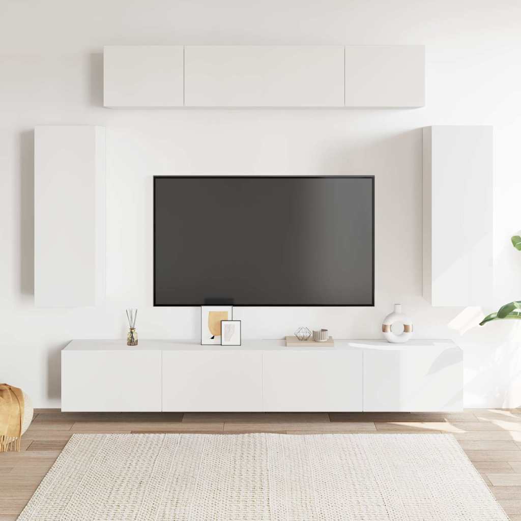 6-tlg. TV-Schrank-Set Weiß Holzwerkstoff