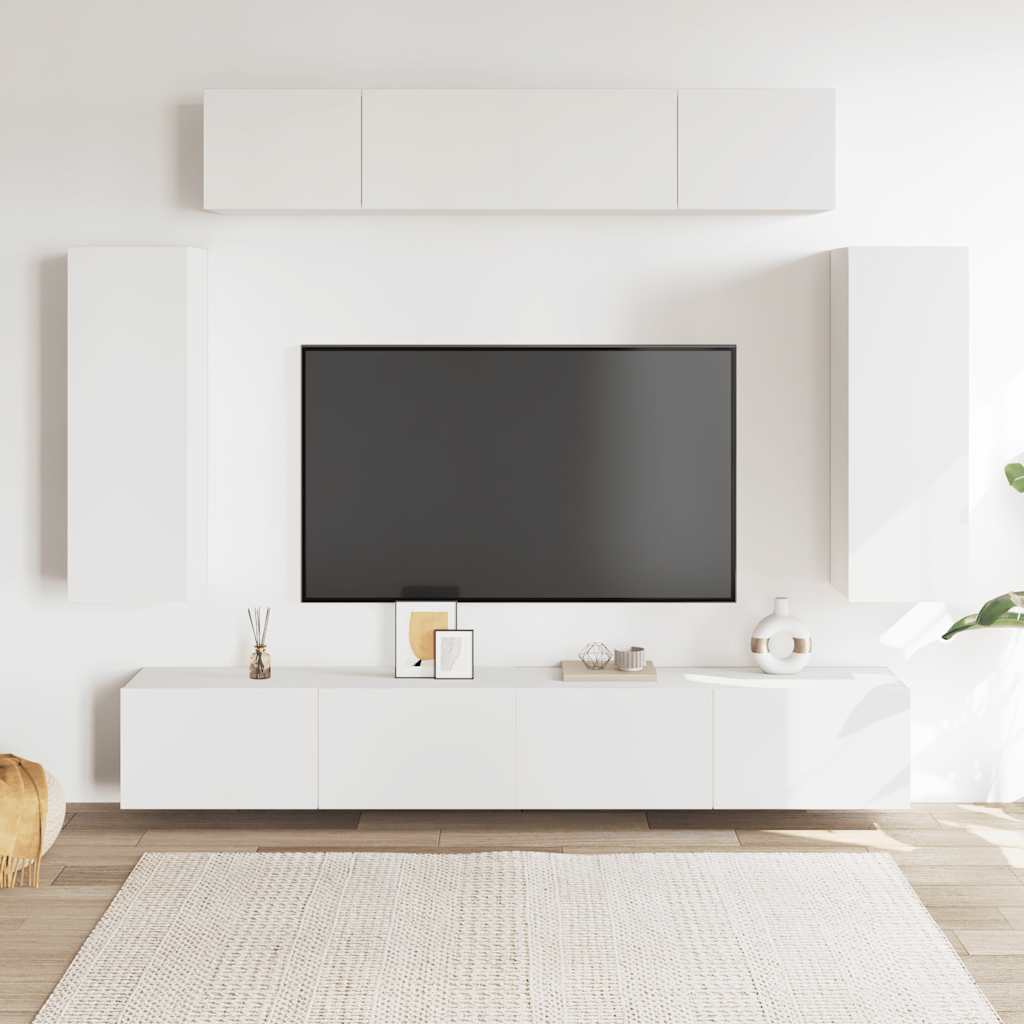 6-tlg. TV-Schrank-Set Weiß Holzwerkstoff