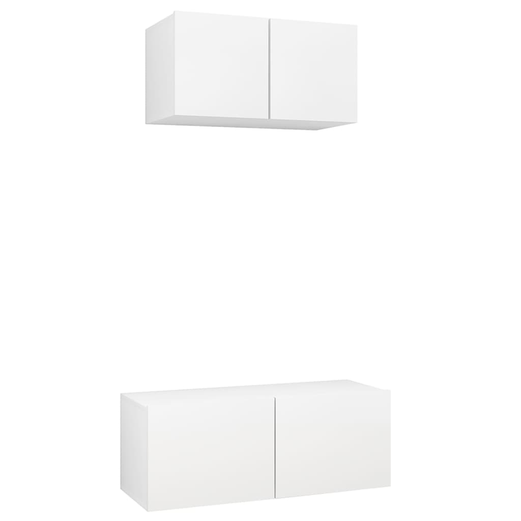 Ensemble de meubles TV 2 pièces en bois blanc