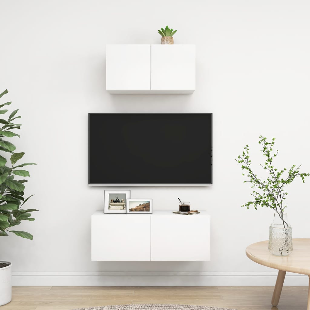 Ensemble de meubles TV 2 pièces en bois blanc