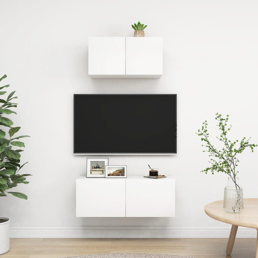 Ensemble de meubles TV 2 pièces en bois blanc