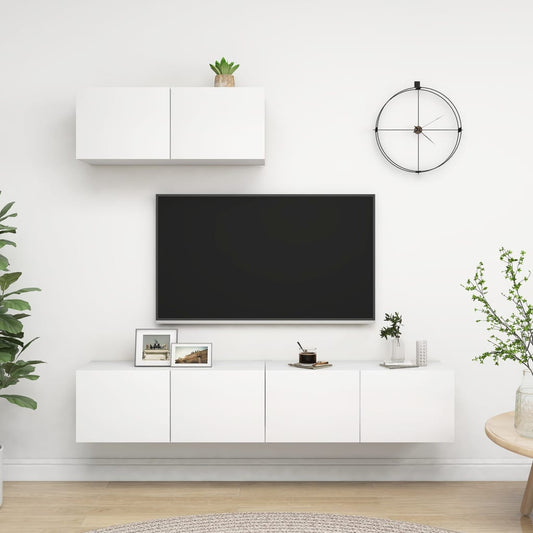 Meubles TV 3 pièces en bois blanc