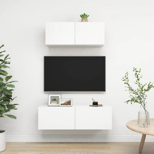 Ensemble de meubles TV 2 pièces en bois blanc