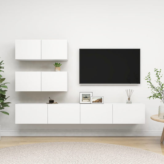 Ensemble de meubles TV 4 pièces en bois blanc