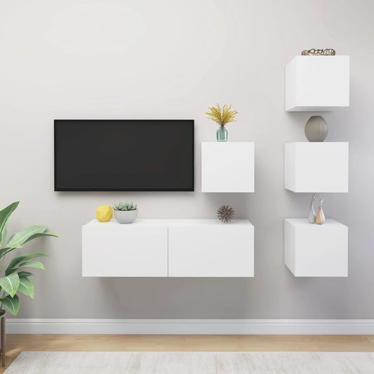 5-tlg. TV-Schrank-Set Weiß Holzwerkstoff