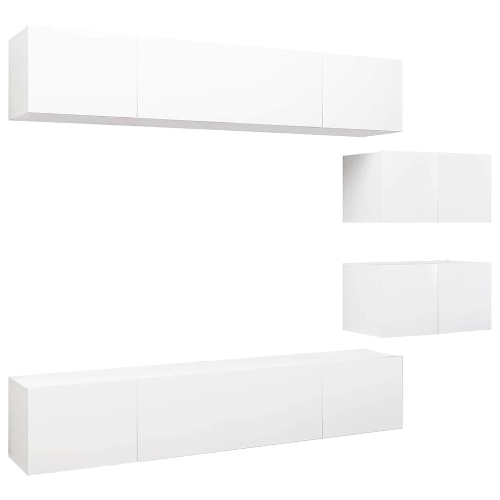 6-tlg. TV-Schrank-Set Weiß Holzwerkstoff