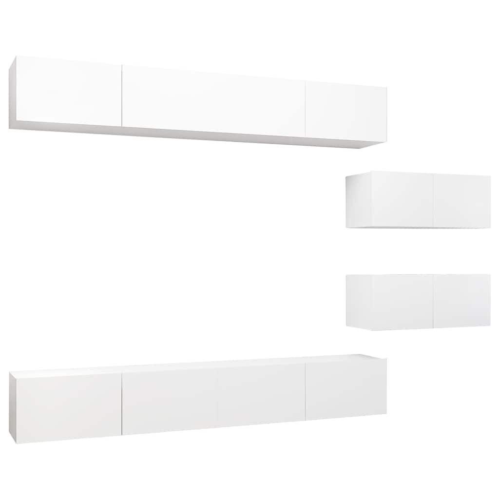 6-tlg. TV-Schrank-Set Weiß Holzwerkstoff