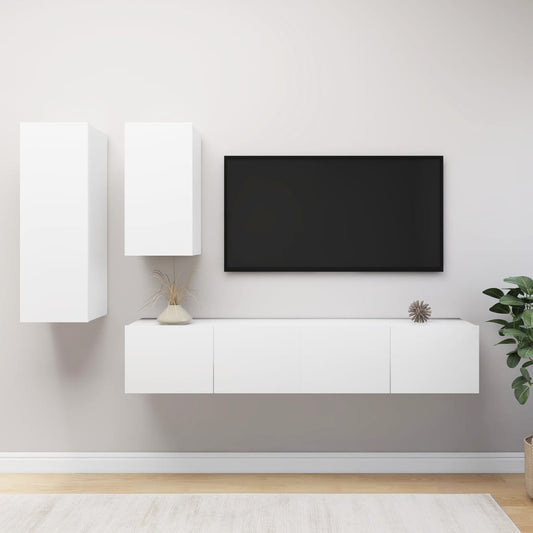 Ensemble de meubles TV 4 pièces en bois blanc