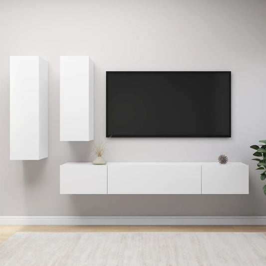 Ensemble de meubles TV 4 pièces en bois blanc