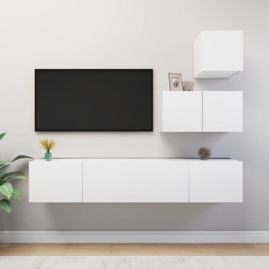 Ensemble de meubles TV 4 pièces en bois blanc